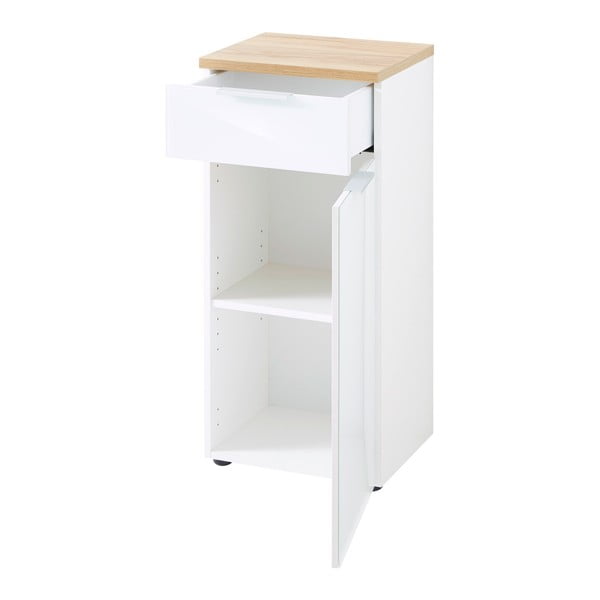 Bela nizka kopalniška omarica v hrastovem dekorju 39x86 cm Pescara - Germania-image-2