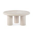 Kremno bela okrogla klubska mizica v kamnitem dekorju ø 80 cm Iriel – MOME