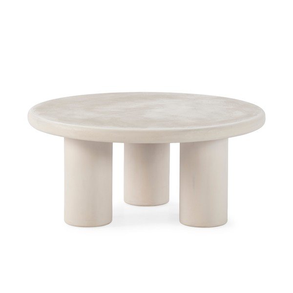 Kremno bela okrogla klubska mizica v kamnitem dekorju ø 80 cm Iriel – MOME