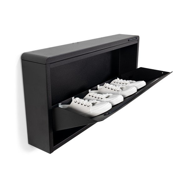 Črna kovinska preklopna/stenska omarica za čevlje 75x38x13 cm Mario – Spinder Design-image-3