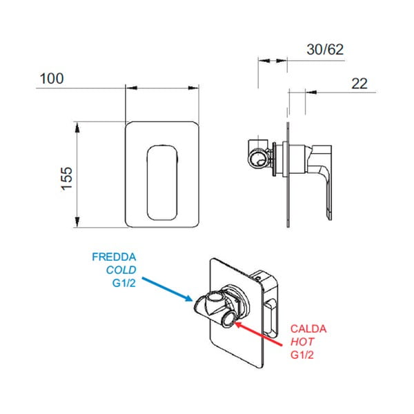 Mat črna vgrajena armatura za tuš (1 izhod) Spy – Sapho-image-1