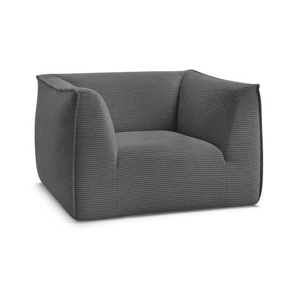 Temno siv fotelj iz rebrastega žameta Giorgia – Bobochic Paris