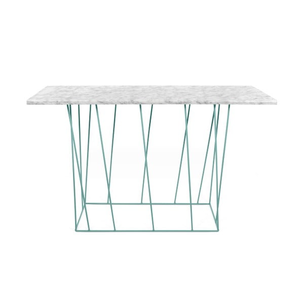 Bela marmorna konzolna miza z zelenimi nogami TemaHome Helix