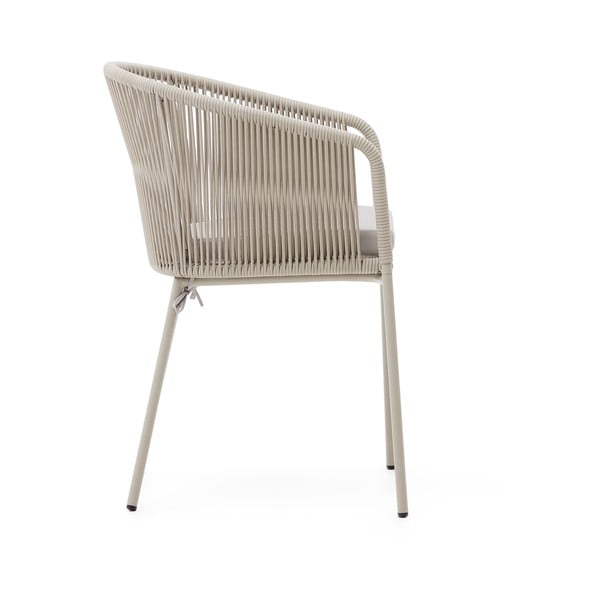 Kremno bel kovinski/oblazinjen vrtni stol Yanet – Kave Home-image-3