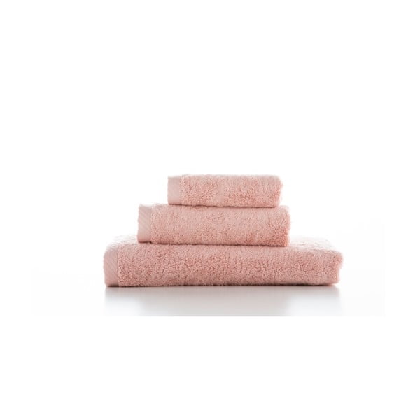 Komplet 3 rožnatih bombažnih brisač El Delfin Lisa Coral