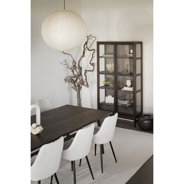 Rjava vitrina v hrastovem dekorju z drsnimi vrati 100x203 cm Hazelton – Rowico-image-1