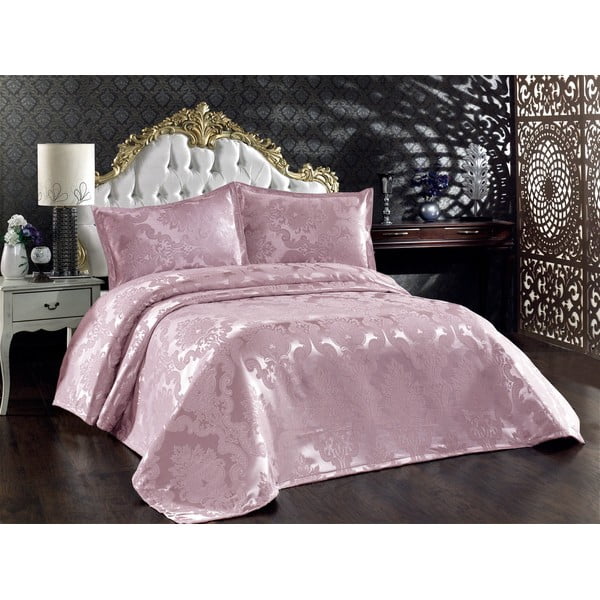 Rožnato bombažno pregrinjalo za zakonsko posteljo 240x260 cm Beste – Mijolnir