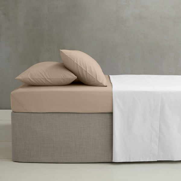 Svetlo rjava napenjalna rjuha iz perkala 135x190 cm Easy Iron Percale – Catherine Lansfield-image-1