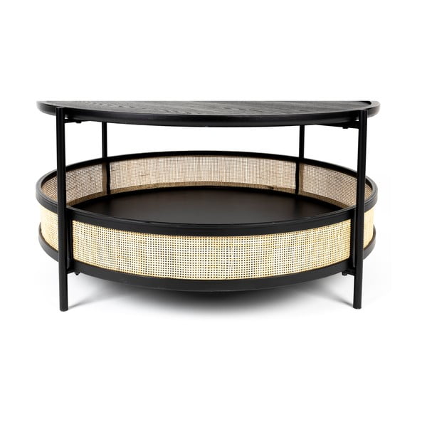 Okrogla mizica v črni in naravni barvi ø 80 cm Makoto – White Label