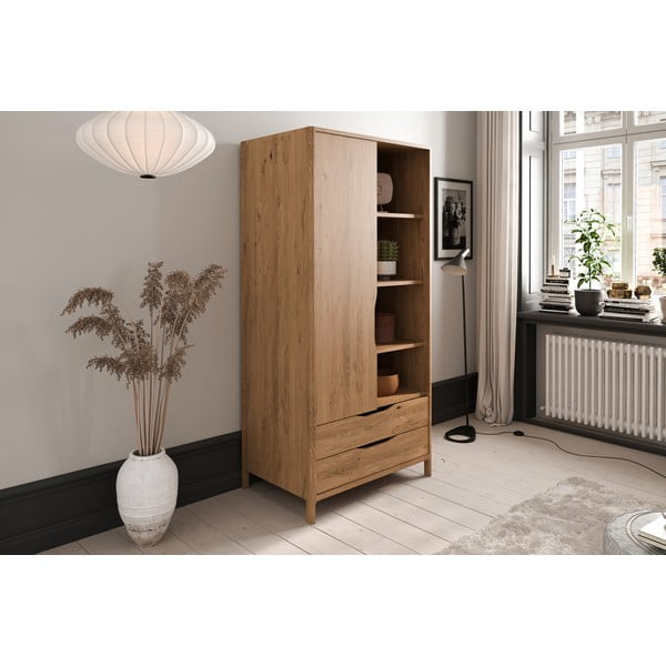 Garderobna omara iz masivnega hrasta 90x188 cm Twig – The Beds-image-1