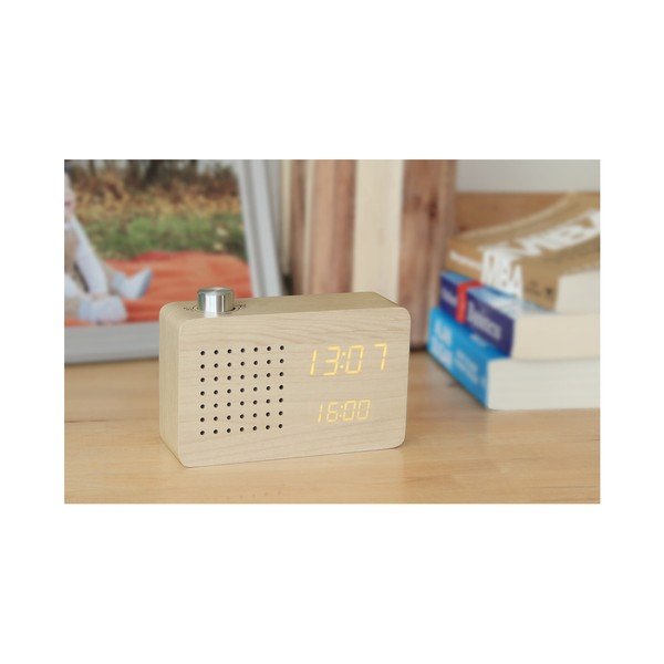 Bež budilka z rumenim zaslonom LED in radiem Gingko Radio Click Clock-image-4