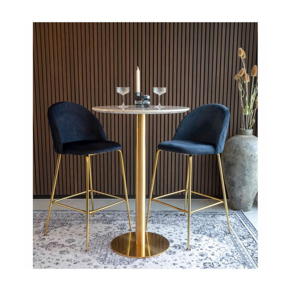 Okrogla barska miza z mizno ploščo v marmornem dekorju ø 70 cm Bolzano – House Nordic-image-4