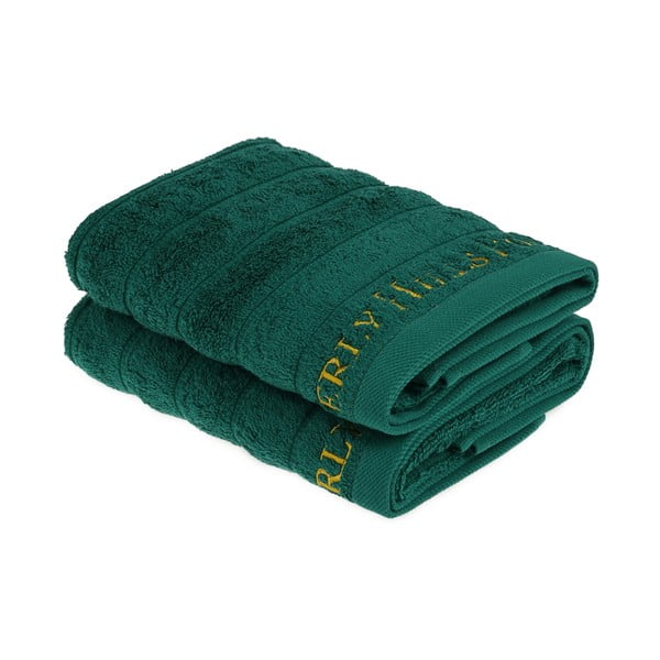 Komplet 2 temno zelenih brisač za roke, 90 x 50 cm