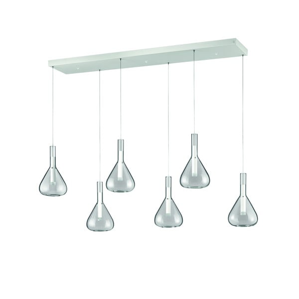 Bela LED viseča svetilka s steklenim senčilom Cipera – CINQUE-image-1