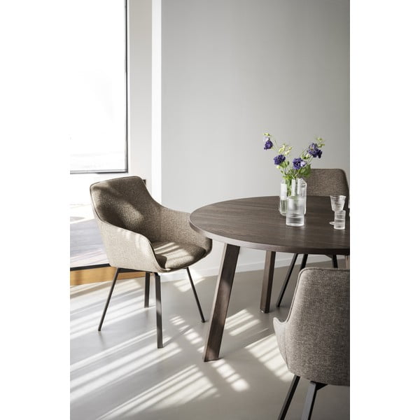 Temno rjava okrogla raztegljiva jedilna miza v hrastovem dekorju ø 130 cm Glenside – Rowico-image-2