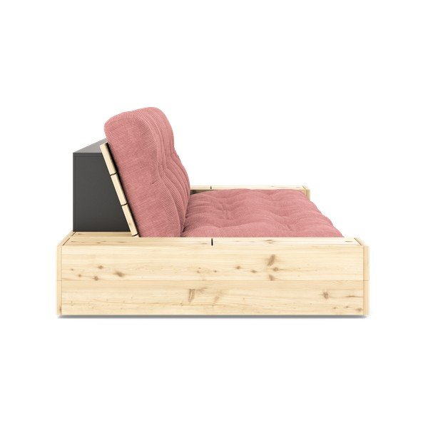 Rožnata raztegljiva sedežna garnitura iz rebrastega žameta 244 cm Base – Karup Design-image-3