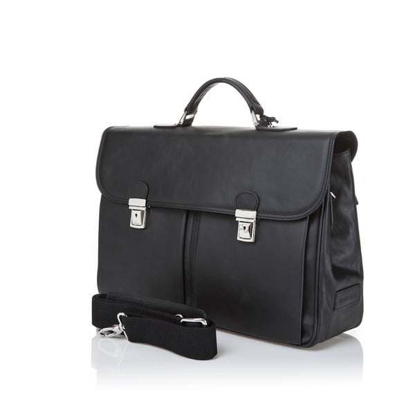 Črna moška aktovka iz telečjega usnja Ferruccio Laconi Brief-image-1