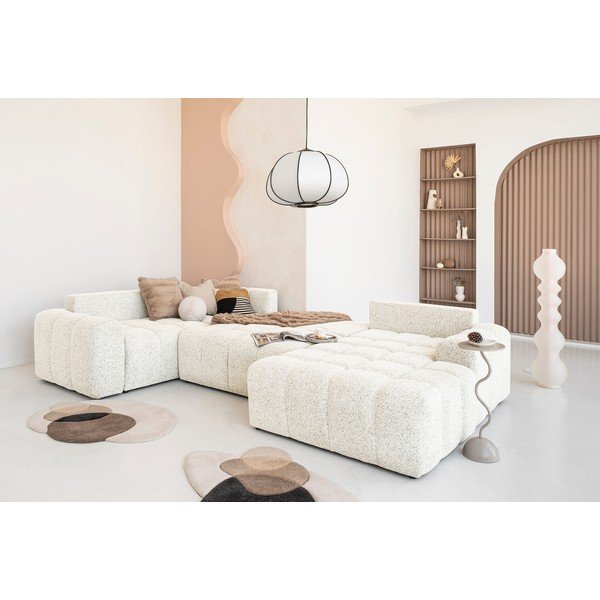 Kremno bela raztegljiva kotna sedežna garnitura s prostorom za shranjevanje (levi kot) Lulu – Miuform-image-1