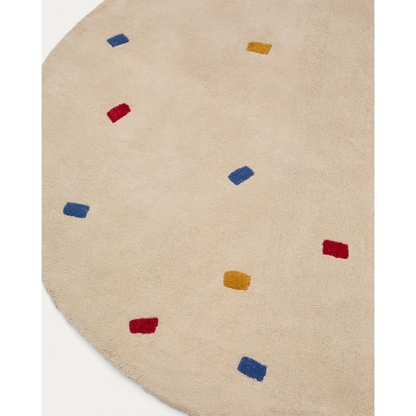 Kremno bela bombažna otroška preproga ø120 cm Luli – Kave Home-image-3