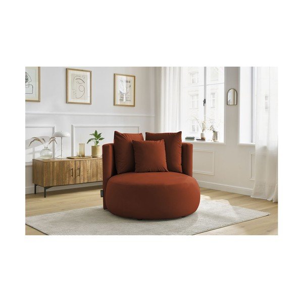 Oranžen žameten fotelj Cesar – Bobochic Paris-image-1