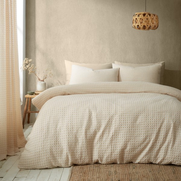 Bež posteljnina za zakonsko posteljo 200x200 cm Muscat Waffle – Pineapple Elephant-image-2