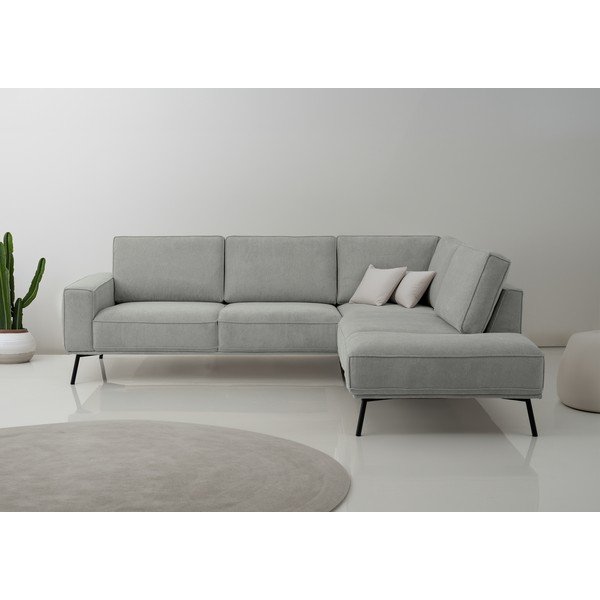 Svetlo siva kotna sedežna garnitura iz šenilje (desni kot/v obliki črke L) Amsterdam – Scandic-image-1