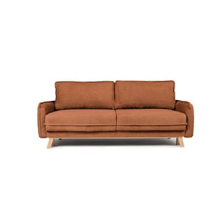 Oranžna raztegljiva sedežna garnitura iz rebrastega žameta 218 cm Tori – Bonami Selection