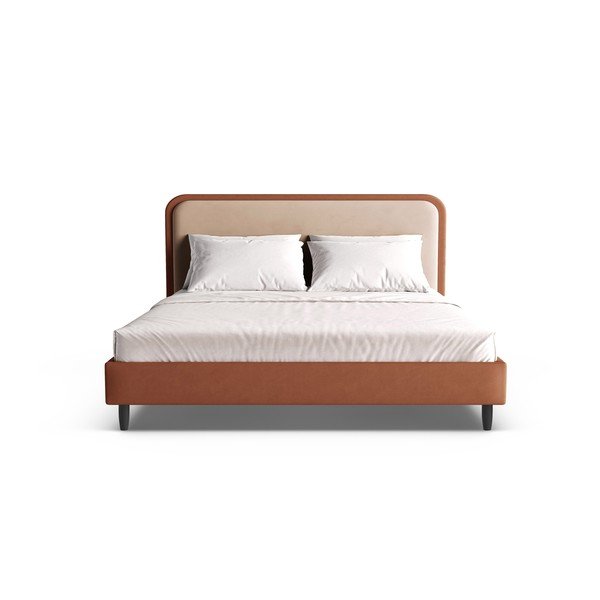 Opečnato oranžna oblazinjena zakonska postelja z letvenim dnom 200x200 cm Aveline – Micadoni -image-3