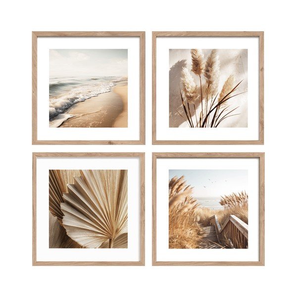 Tiskane slike v kompletu 4 ks z okvirjem 30x30 cm Boho Dreams – Styler