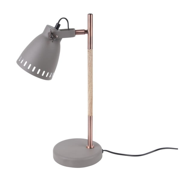 Siva namizna svetilka z lesenimi detajli Leitmotiv Mingle