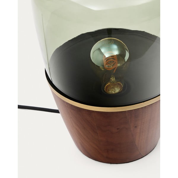 Zelena/v temni naravni barvi namizna svetilka s steklenim senčilom (višina 30 cm) Silex – Kave Home-image-4