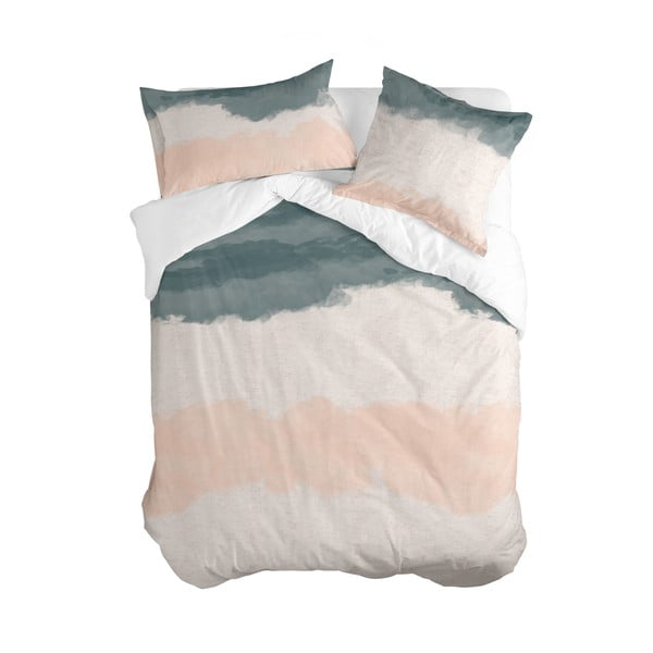 Rožnata/siva bombažna prevleka za odejo za zakonsko posteljo 200x200 cm Seaside – Blanc