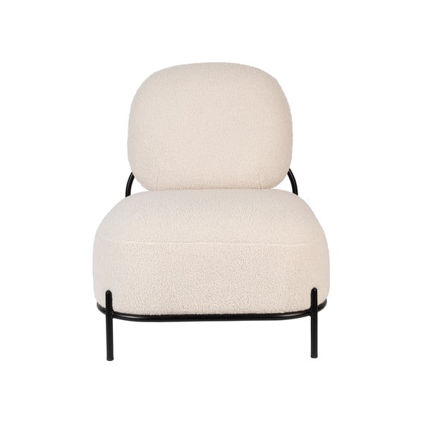 Kremno bel fotelj iz tkanine bouclé Polly – White Label-image-2