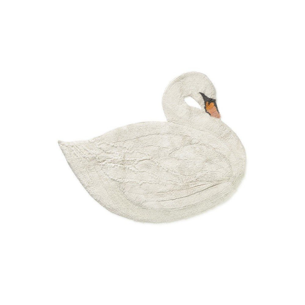 Kremno bela ročno tkana pralna bombažna otroška preproga 100x120 cm Swan