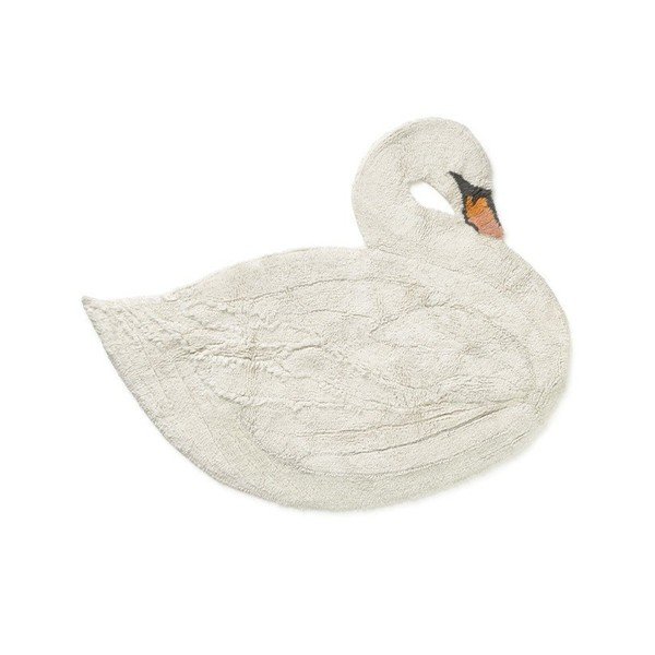 Kremno bela ročno tkana pralna bombažna otroška preproga 100x120 cm Swan – Lorena Canals