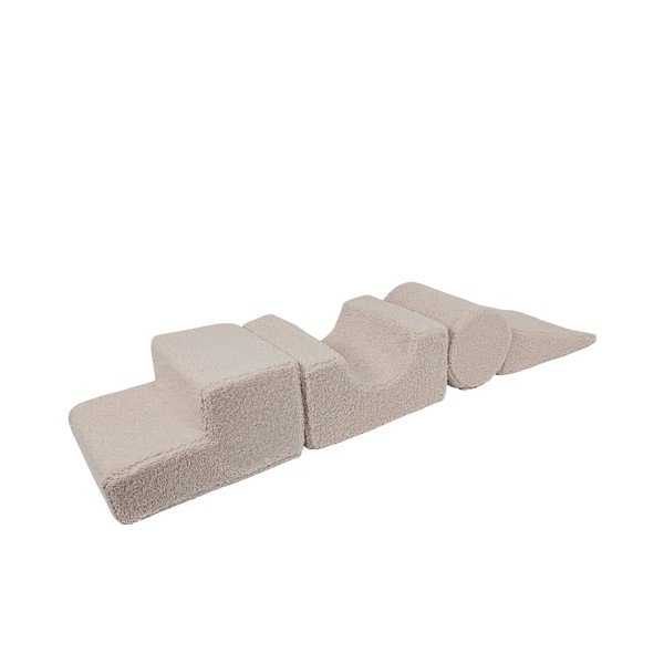 Sivo tekstilno otroško igrišče iz pene 4 ks višina 30 cm 45x170 cm Montessori – Meowbaby-image-2