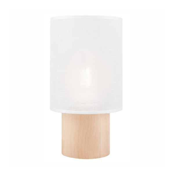 Bela/svetlo rjava namizna svetilka s tekstilnim senčnikom (višina 30 cm) Ari – LAMKUR