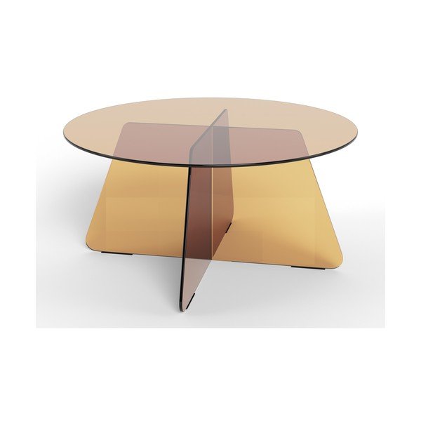 Rjava steklena okrogla klubska mizica ø 80 cm Samos – Actona