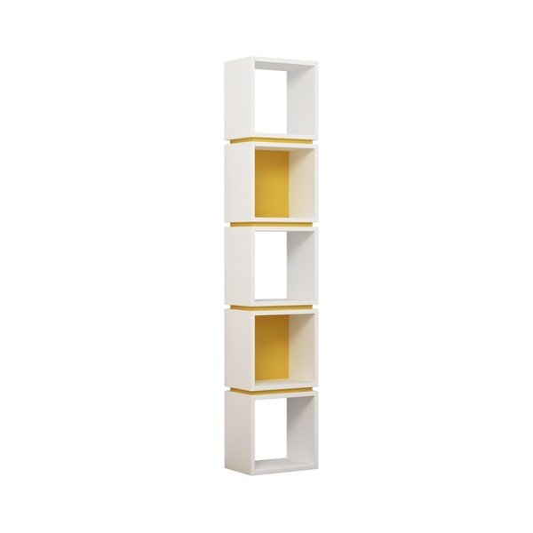 Bela in oranžna knjižna omara Multi White Mustard