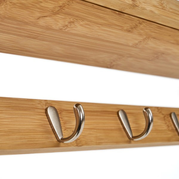 Stenski obešalnik iz bambusa s polico - Casa Selección-image-1