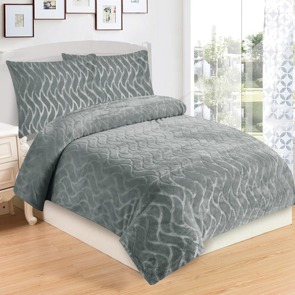 Siva enojna posteljnina iz mikropliša 140x200 cm – My House