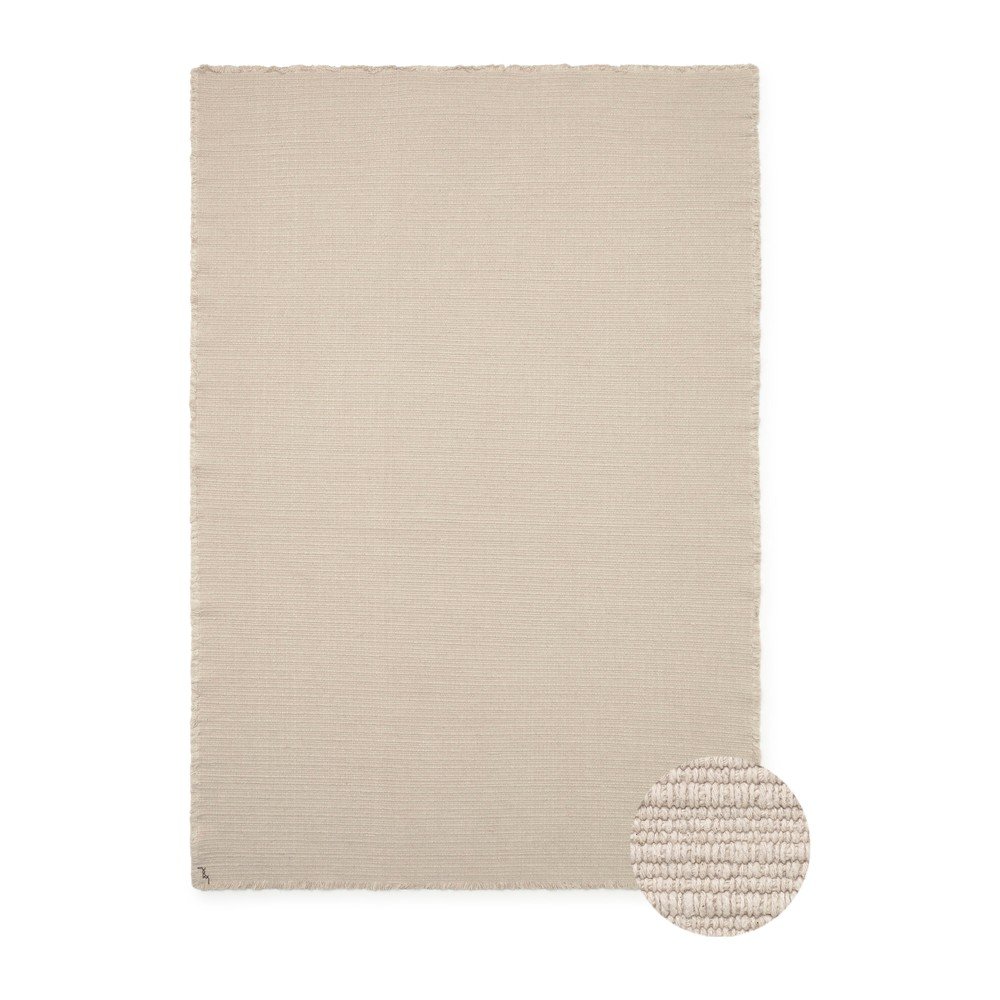 Kremno bela ročno tkana bombažna preproga Handloom