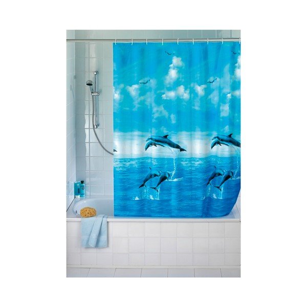 Modra kopalniška zavesa Wenko Dolphin, 180 x 200 cm-image-1