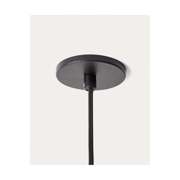 Bela/črna kovinska viseča svetilka s steklenim senčilom ø 26 cm Idela – Kave Home-image-4