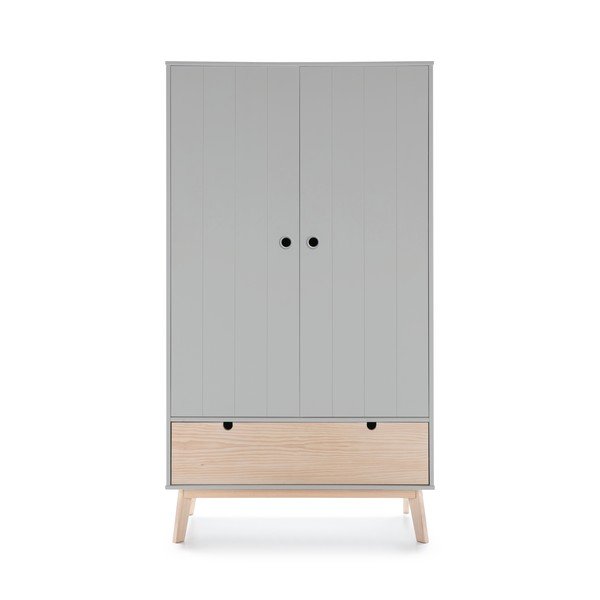 Siva otroška omara z nogami iz borovega lesa Marckeric Kiara-image-2