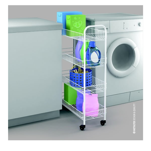 Bel kovinski premični regal 23x84 cm - Metaltex-image-4