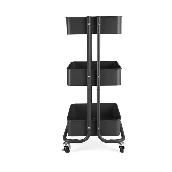 Črn kovinski regal na koleščkih 43x35 cm Grena – Compactor-image-2