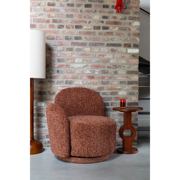 Rdeč vrtljiv fotelj iz šenilje Rose – Dutchbone-image-1