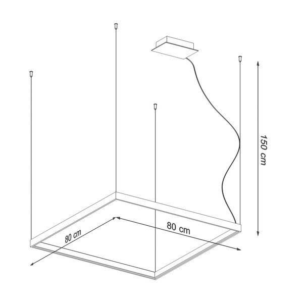 Črna LED viseča luč 80x80 cm Aura - Sollux-image-2