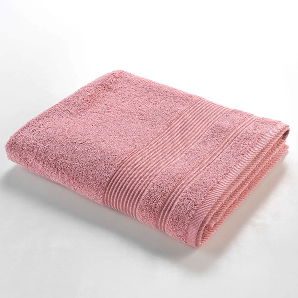 Rožnata bombažna brisača iz frotirja 90x150 cm Tendresse – douceur d'intérieur